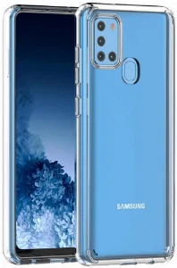 Samsung Galaxy A21s Kılıf Korumalı Kenarları Silikon Arkası Sert Coss Kapak  - Şeffaf