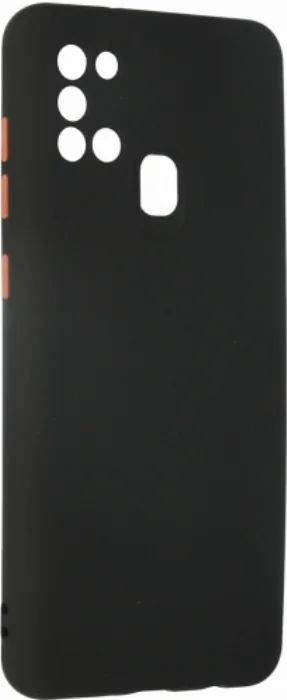 Samsung Galaxy A21s Kılıf Lens Kamera Korumalı İçi Kadife Esnek Silikon Renkli Tuşlu - Siyah