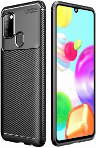Samsung Galaxy A21s Kılıf Karbon Serisi Mat Fiber Silikon Negro Kapak - Siyah