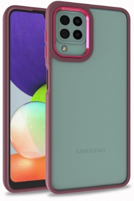 Samsung Galaxy A22 Kılıf Electro Silikon Renkli Flora Kapak - Kırmızı