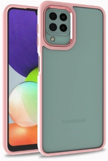 Samsung Galaxy A22 Kılıf Electro Silikon Renkli Flora Kapak - Rose Gold