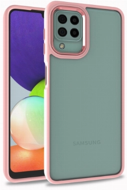 Samsung Galaxy A22 Kılıf Electro Silikon Renkli Flora Kapak - Rose Gold