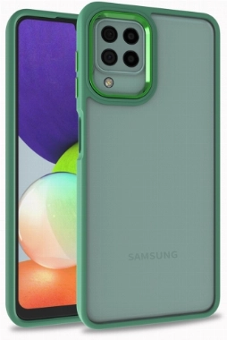 Samsung Galaxy A22 Kılıf Electro Silikon Renkli Flora Kapak - Yeşil