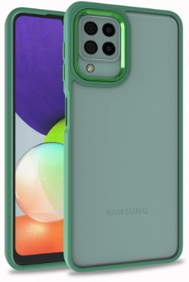 Samsung Galaxy A22 Kılıf Electro Silikon Renkli Flora Kapak - Yeşil