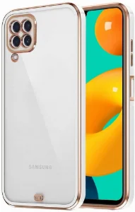 Samsung Galaxy A22 Kılıf Parlak Kenarlar Pastel Silikon Voit Kapak - Beyaz