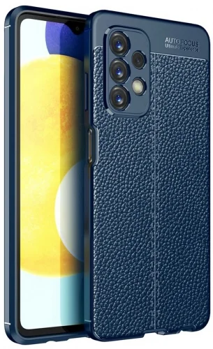 Samsung Galaxy A23 Kılıf Deri Görünümlü Parmak İzi Bırakmaz Niss Silikon - Lacivert