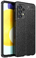 Samsung Galaxy A23 Kılıf Deri Görünümlü Lüks Parmak İzi Bırakmaz Niss Silikon Kapak - Siyah