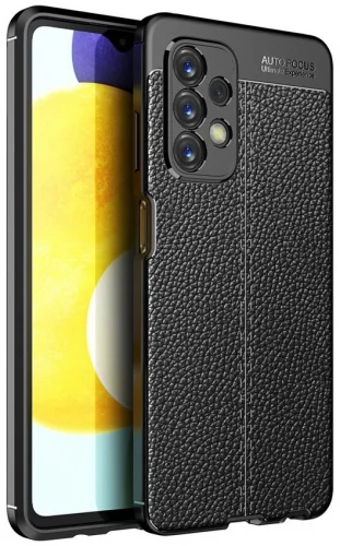 Samsung Galaxy A23 Kılıf Deri Görünümlü Parmak İzi Bırakmaz Niss Silikon - Siyah