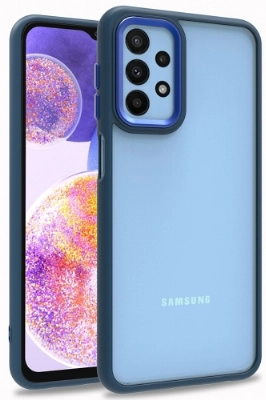 Samsung Galaxy A23 Kılıf Electro Silikon Renkli Flora Kapak - Mavi