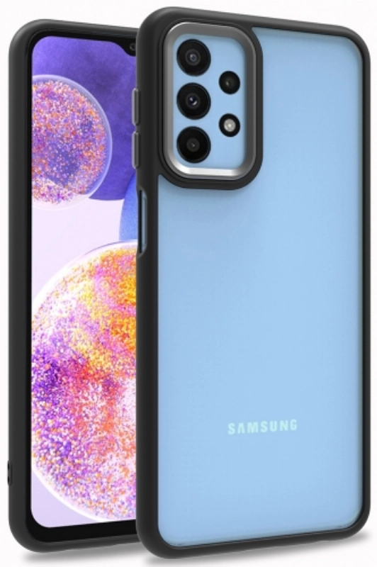 Samsung Galaxy A23 Kılıf Electro Silikon Renkli Flora Kapak - Siyah