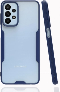 Samsung Galaxy A23 Kılıf Renkli Silikon Kamera Lens Korumalı Şeffaf Parfe Kapak - Lacivert