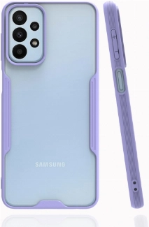 Samsung Galaxy A23 Kılıf Renkli Silikon Kamera Lens Korumalı Şeffaf Parfe Kapak - Lila