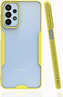 Samsung Galaxy A23 Kılıf Renkli Silikon Kamera Lens Korumalı Şeffaf Parfe Kapak - Sarı