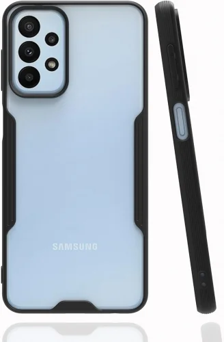 Samsung Galaxy A23 Kılıf Kamera Lens Korumalı Arkası Şeffaf Silikon Kapak - Siyah