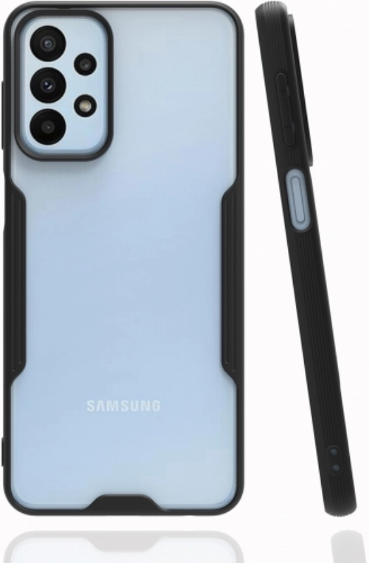 Samsung Galaxy A23 Kılıf Renkli Silikon Kamera Lens Korumalı Şeffaf Parfe Kapak - Siyah