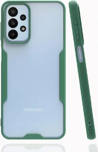 Samsung Galaxy A23 Kılıf Kamera Lens Korumalı Arkası Şeffaf Silikon Kapak - Yeşil