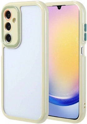 Samsung Galaxy A25 Kılıf Kamera Korumalı Renkli Kenar ve Çerçeve Tasarımlı Vitamin Kapak - Yeşil