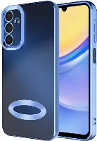 Samsung Galaxy A25 Kılıf Kamera Lens Korumalı Şeffaf Renkli Logo Gösteren Parlak Kapak - Sierra Mavi