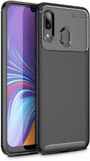 Samsung Galaxy A30 Kılıf Silikon Parmak İzi Bırakmayan Karbon Soft Negro Kapak - Siyah