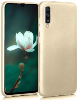 Samsung Galaxy A30s Kılıf İnce Soft Mat Renkli Esnek Silikon Kapak - Gold