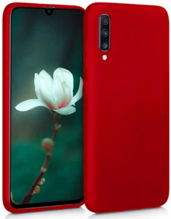 Samsung Galaxy A30s Kılıf İnce Mat Esnek Silikon - Kırmızı