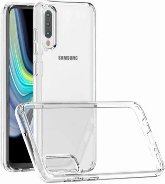 Samsung Galaxy A30s Kılıf Korumalı Kenarları Silikon Arkası Sert Coss Kapak  - Şeffaf