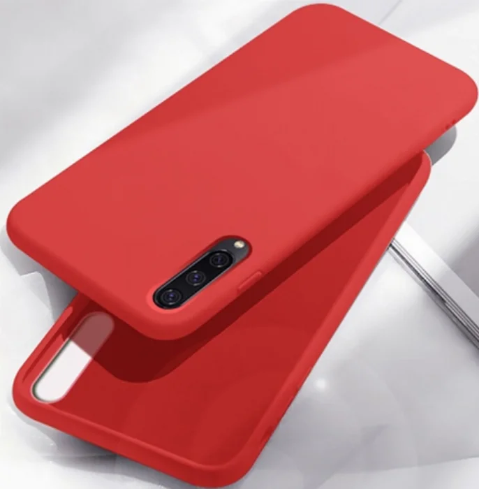 Samsung Galaxy A30s Kılıf Liquid Serisi İçi Kadife İnci Esnek Silikon Kapak - Kırmızı