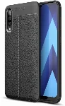 Samsung Galaxy A30s Kılıf Deri Görünümlü Parmak İzi Bırakmaz Niss Silikon - Siyah