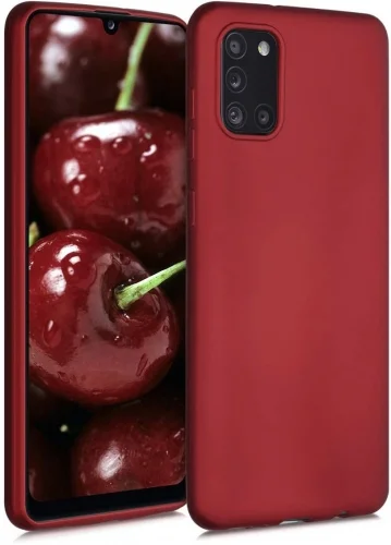 Samsung Galaxy A31 Kılıf İnce Mat Esnek Silikon - Kırmızı
