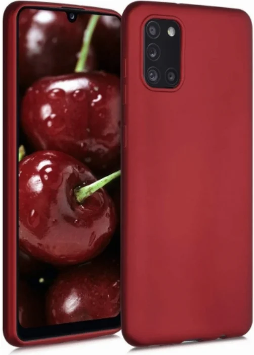 Samsung Galaxy A31 Kılıf İnce Mat Esnek Silikon - Kırmızı