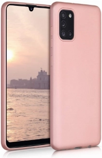 Samsung Galaxy A31 Kılıf İnce Soft Mat Renkli Esnek Silikon Kapak - Rose Gold