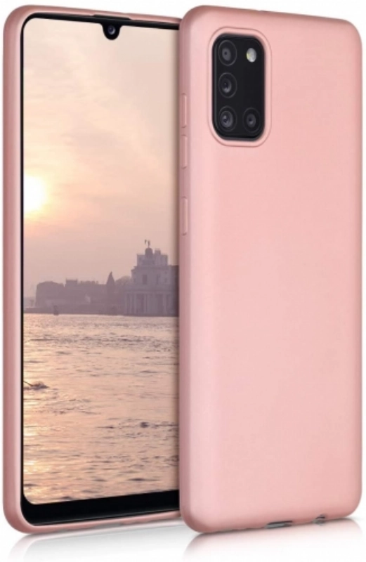 Samsung Galaxy A31 Kılıf İnce Soft Mat Renkli Esnek Silikon Kapak - Rose Gold