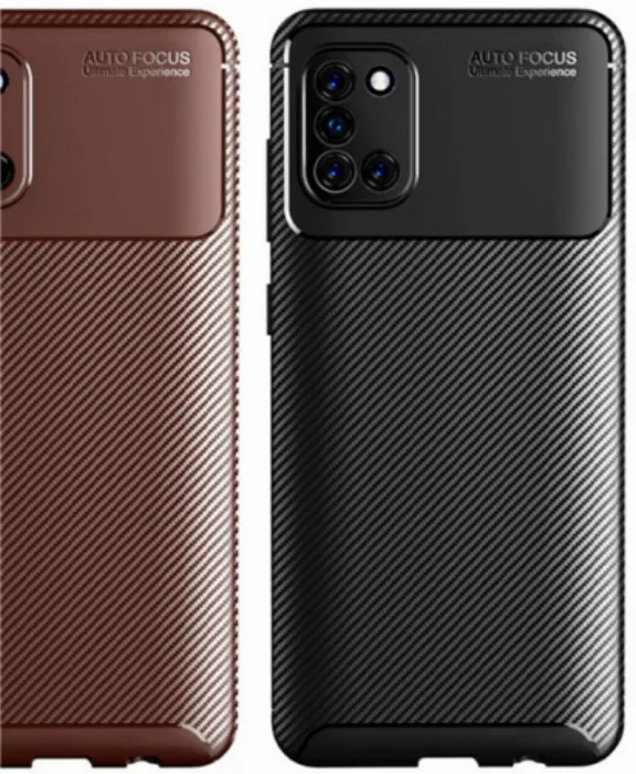 Samsung Galaxy A31 Kılıf Karbon Serisi Mat Fiber Silikon Negro Kapak - Siyah