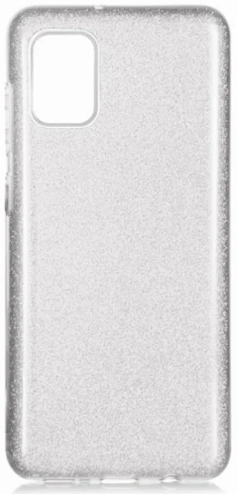 Samsung Galaxy A31 Kılıf Shining Serisi Simli Parlak Silikon Kapak - Gümüş
