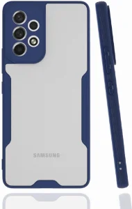 Samsung Galaxy A33 5G Kılıf Kamera Lens Korumalı Arkası Şeffaf Silikon Kapak - Lacivert