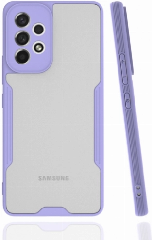 Samsung Galaxy A33 5G Kılıf Renkli Silikon Kamera Lens Korumalı Şeffaf Parfe Kapak - Lila