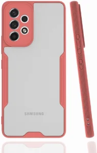 Samsung Galaxy A33 5G Kılıf Kamera Lens Korumalı Arkası Şeffaf Silikon Kapak - Pembe