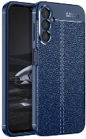 Samsung Galaxy A34 Kılıf Deri Görünümlü Parmak İzi Bırakmaz Niss Silikon - Lacivert