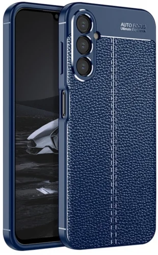 Samsung Galaxy A34 Kılıf Deri Görünümlü Parmak İzi Bırakmaz Niss Silikon - Lacivert