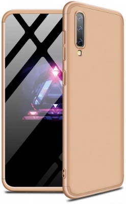 Samsung Galaxy A50 Kılıf 3 Parçalı 360 Tam Korumalı Rubber AYS Kapak  - Gold