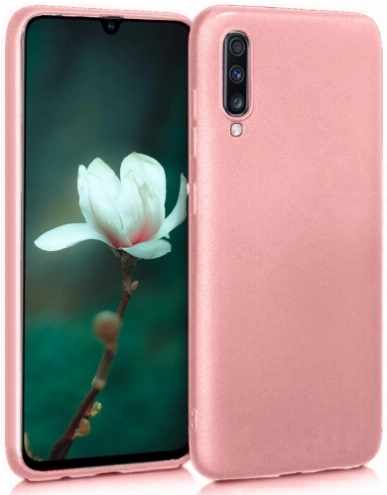 Samsung Galaxy A50 Kılıf İnce Soft Mat Renkli Esnek Silikon Kapak - Rose Gold