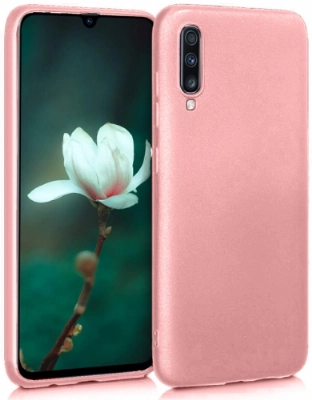 Samsung Galaxy A50s Kılıf İnce Soft Mat Renkli Esnek Silikon Kapak - Rose Gold