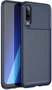 Samsung Galaxy A50s Kılıf Karbon Serisi Mat Fiber Silikon Negro Kapak - Lacivert