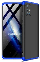Samsung Galaxy A51 Kılıf 3 Parçalı 360 Tam Korumalı Rubber AYS Kapak  - Mavi - Siyah