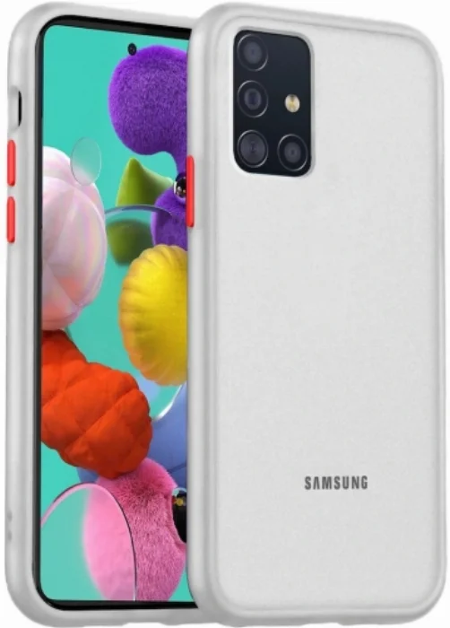 Samsung Galaxy A51 Kılıf Exlusive Arkası Mat Tam Koruma Darbe Emici - Beyaz