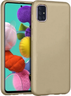 Samsung Galaxy A51 Kılıf İnce Soft Mat Renkli Esnek Silikon Kapak - Gold