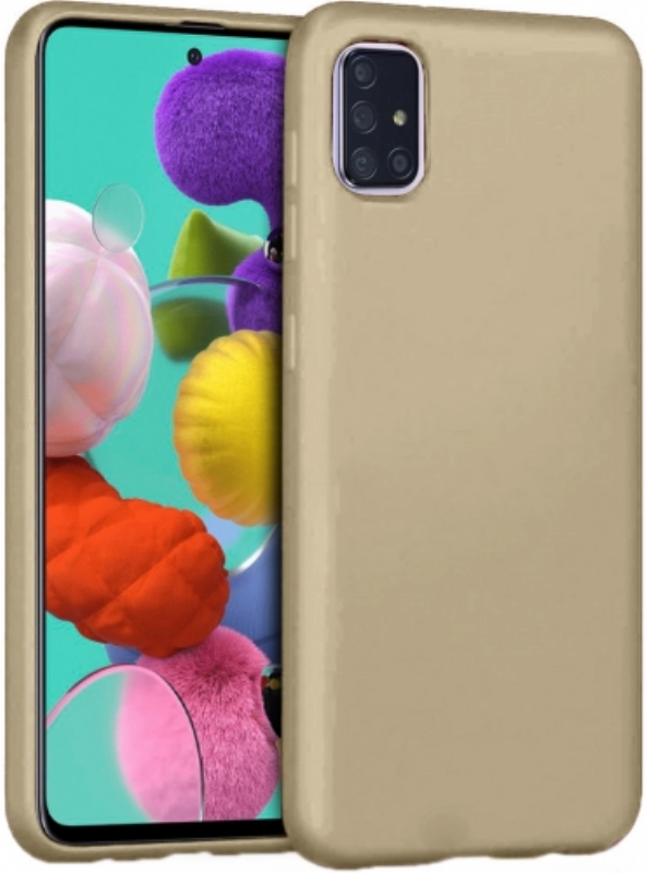 Samsung Galaxy A51 Kılıf İnce Soft Mat Renkli Esnek Silikon Kapak - Gold