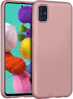 Samsung Galaxy A51 Kılıf İnce Soft Mat Renkli Esnek Silikon Kapak - Rose Gold