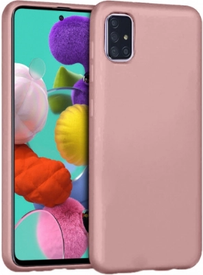 Samsung Galaxy A51 Kılıf İnce Soft Mat Renkli Esnek Silikon Kapak - Rose Gold