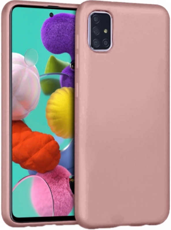 Samsung Galaxy A51 Kılıf İnce Soft Mat Renkli Esnek Silikon Kapak - Rose Gold